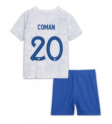 Frankrike Kingsley Coman #20 Bortedraktsett Barn VM 2022 Kortermet (+ Korte bukser)